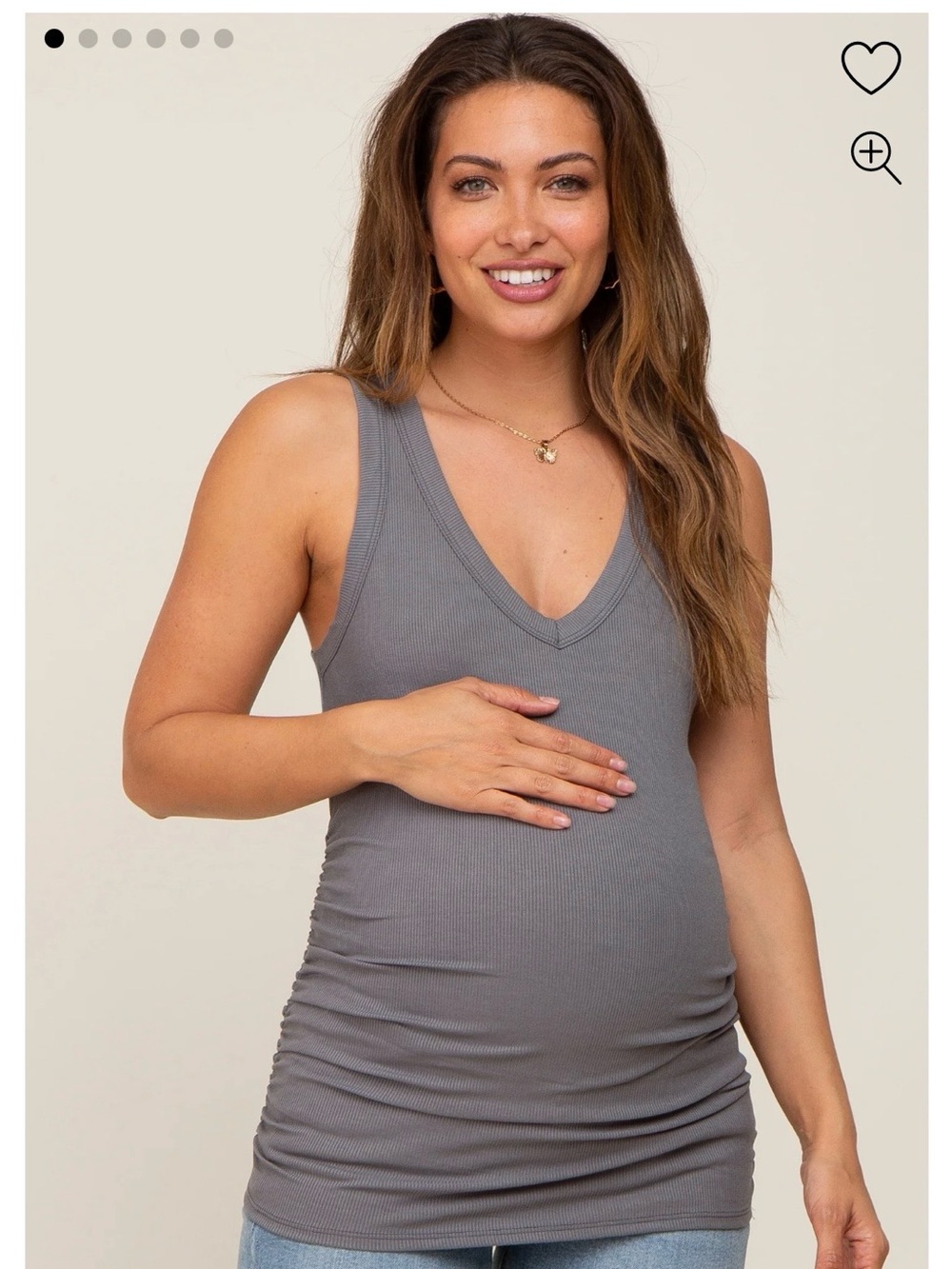 Sleeveless V-Neck Maternity Tank Top in Gray